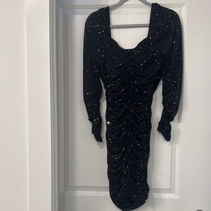 SHEIN Black Sequin Ruched Bodycon Dress